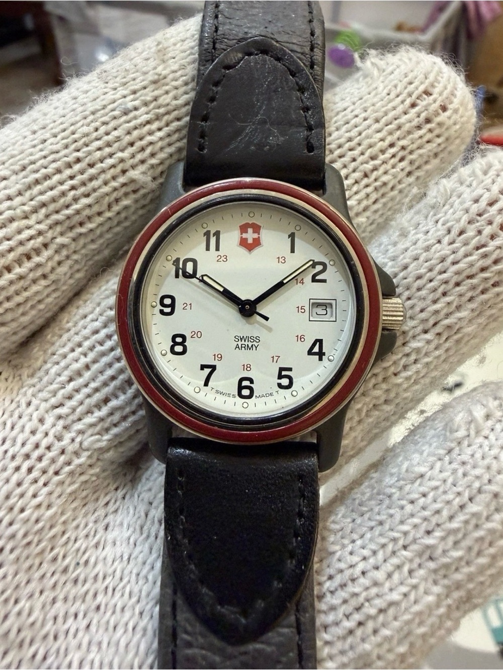 Vintage 1990s Swiss Army Brand Original Field Watch Black 166 FT Swiss Made.